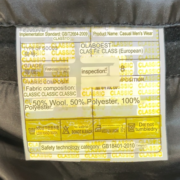 Men’s Wool/Polyester Blend Black Coat - Picture 11 of 15